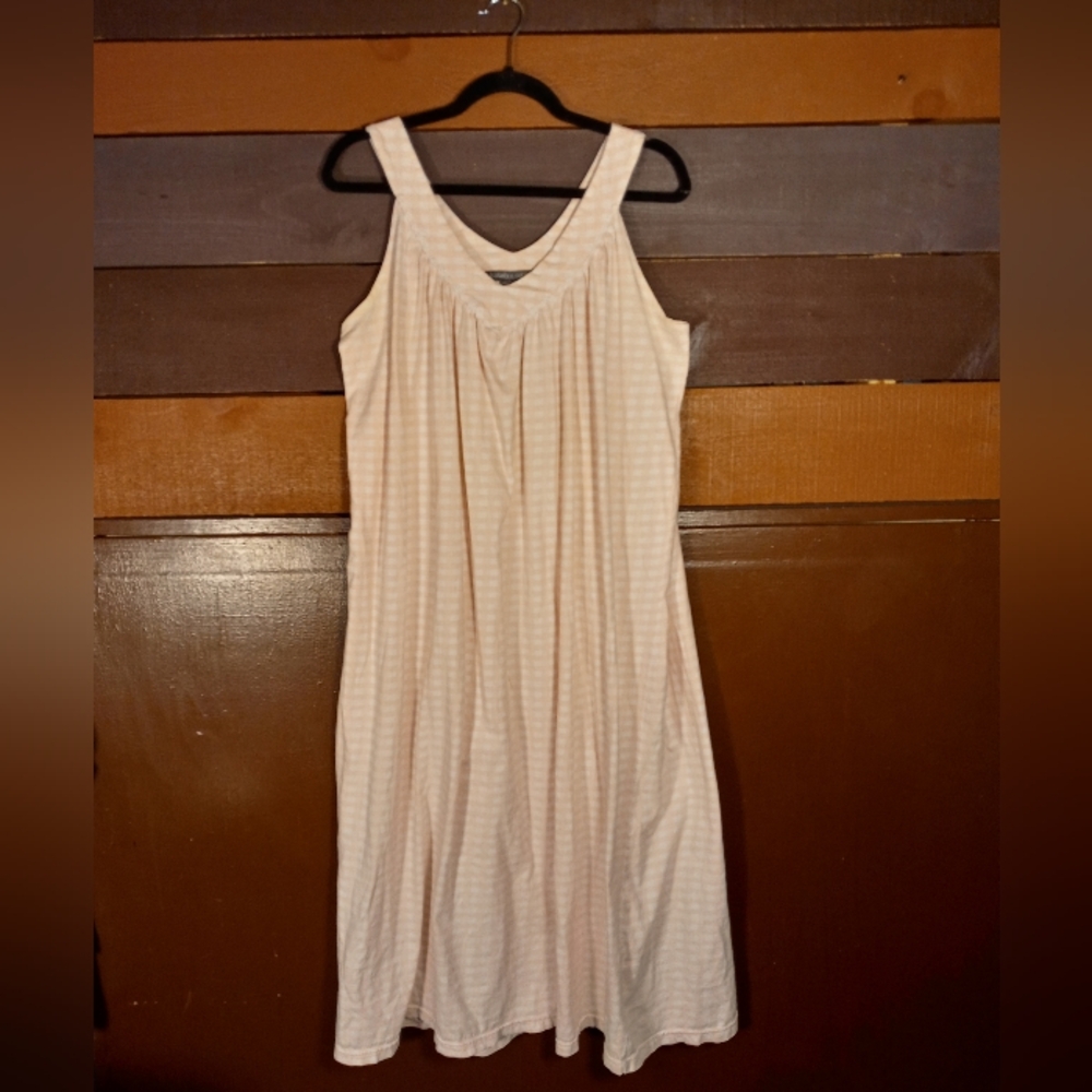 100% Cotton Medium Katelyn Court Pink Check Sleeveless Super Soft Nightgown